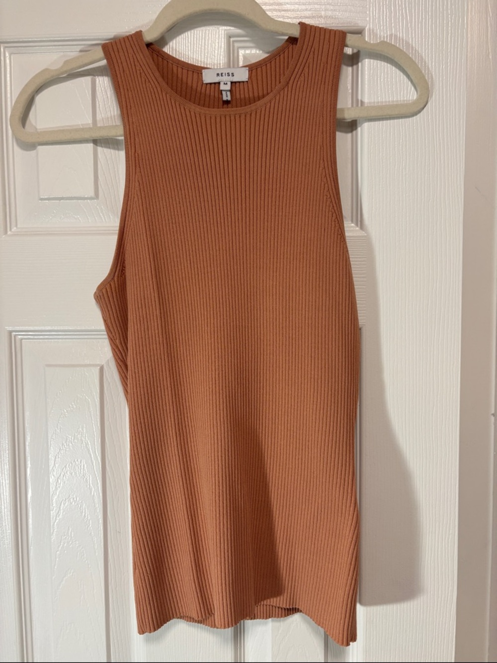 Reiss Ribbed Tank Top in Rust